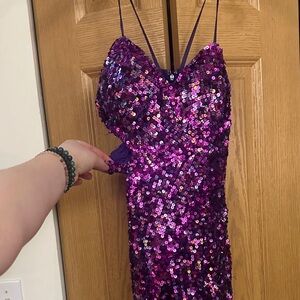 Glamorous Purple Sequin Dress with Straps
